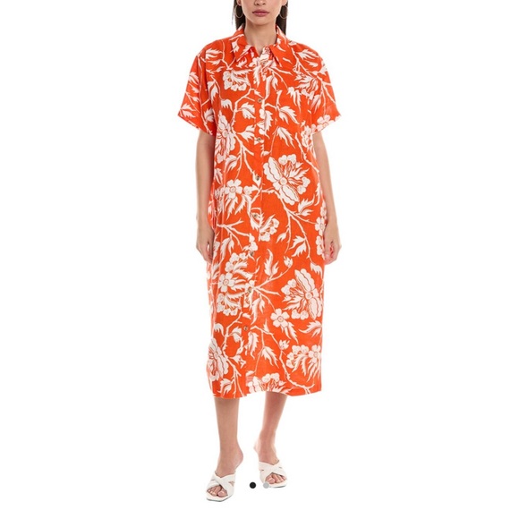 Mara Hoffman Hemp Shirtdress in Orange Floral - Fits M/L - Picture 2 of 12